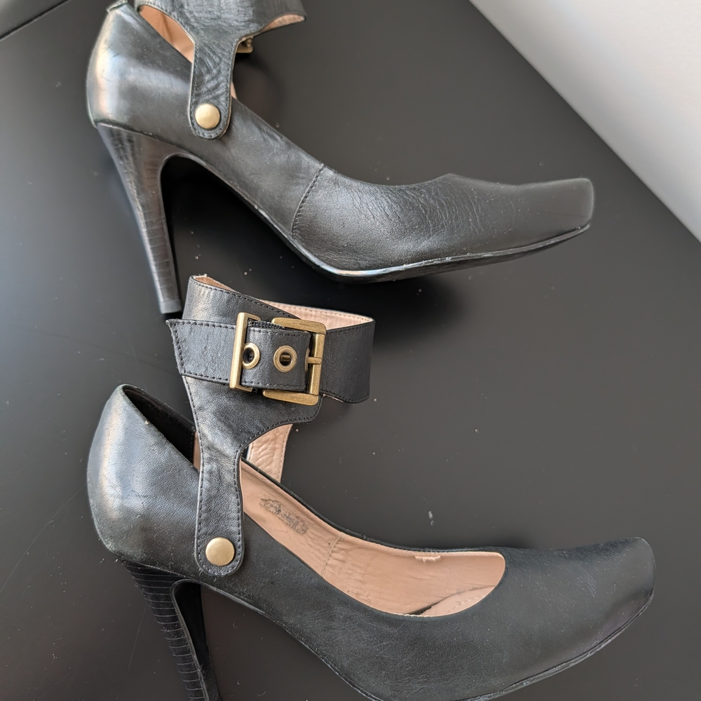 Elegant Black Ankle Strap Heels